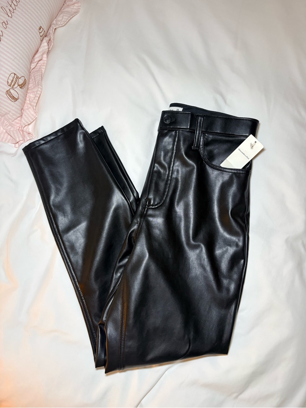 Abercrombie & Fitch Black Faux Leather Skinny Jeans
